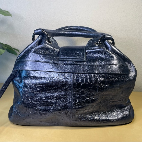 Sharif Legacy Croco Embossed Setosa Leather City Satchel - Picture 5 of 13